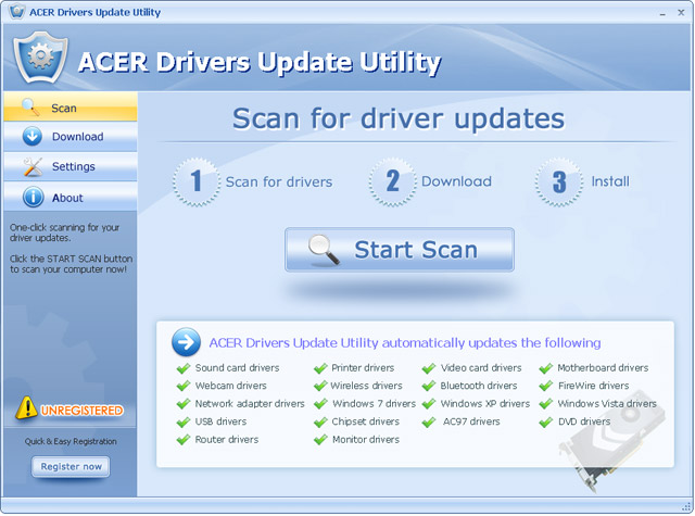 تحميل تعاريف اجهزة ايسر كاملة Acer Drivers Update Utility 8 1